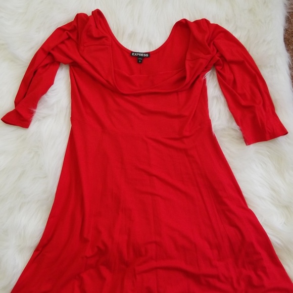 Express Solid red circle dress. Size M - Picture 6 of 11